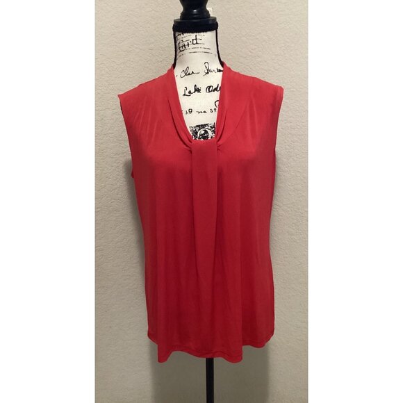 Dana Buchman Sleeveless Red Draped Neck Blouse Size L - Picture 1 of 6